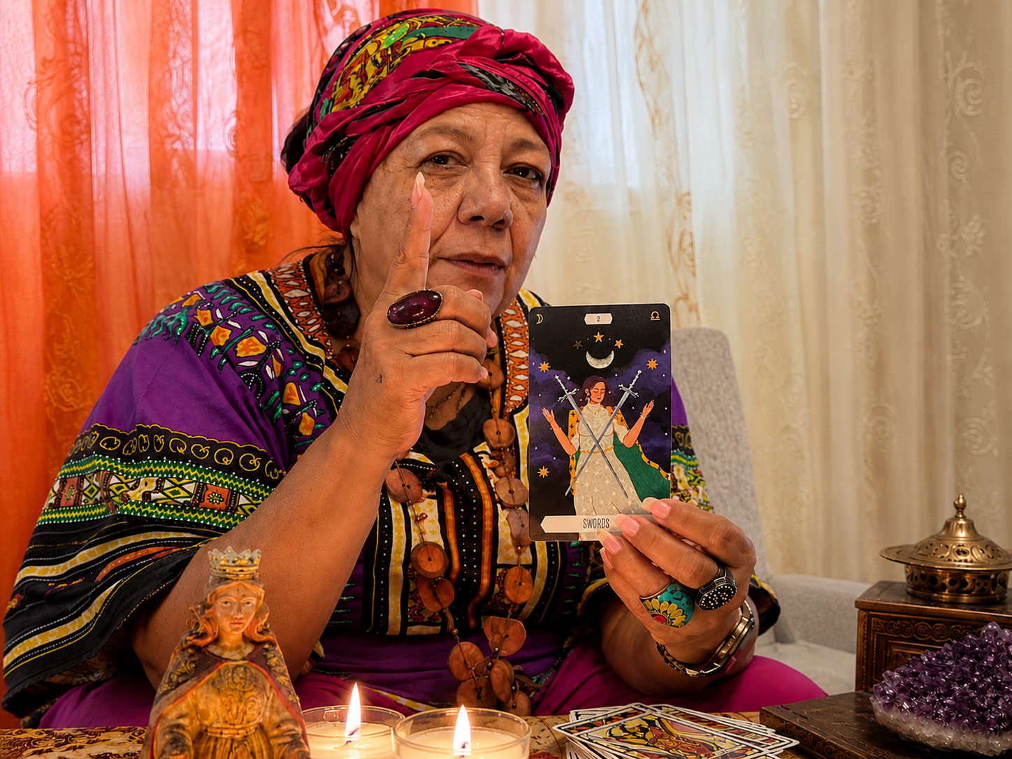 Abuela del Tarot realizando una lectura de tarot